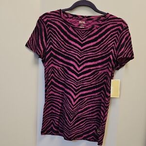 NWT Michael Kors Fuchsia and Black Zebra Print Tee